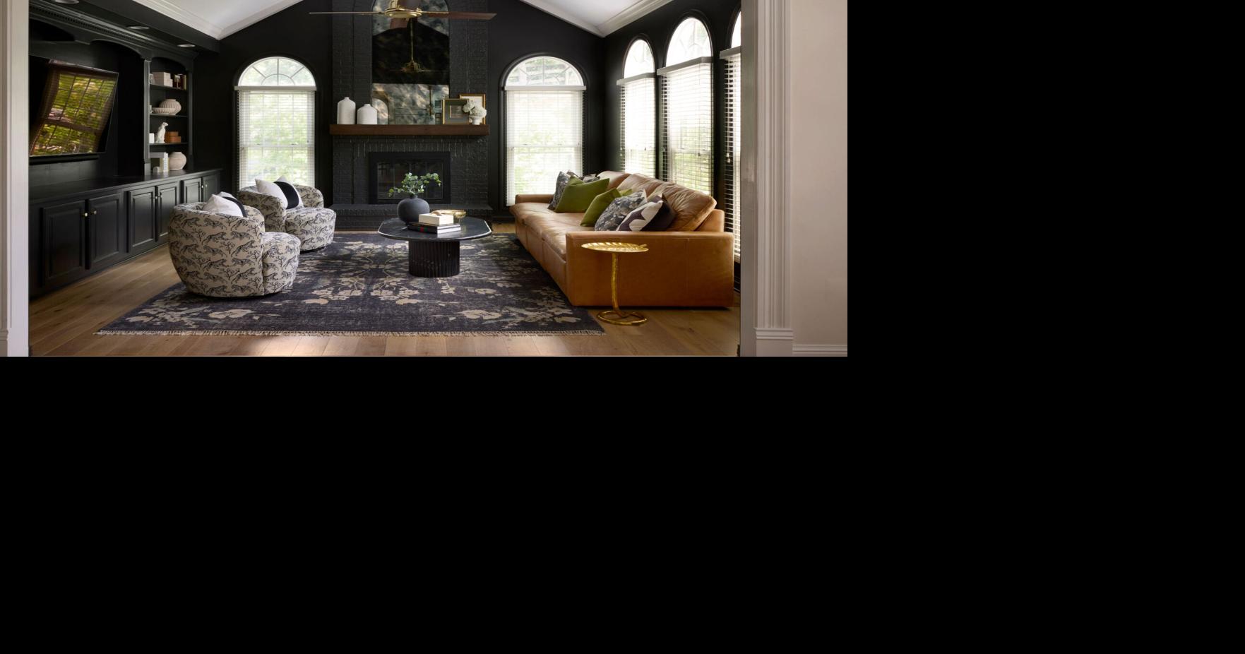 Megan Temple Design transformed this 1990s Colonial into a modern, moody masterpiece