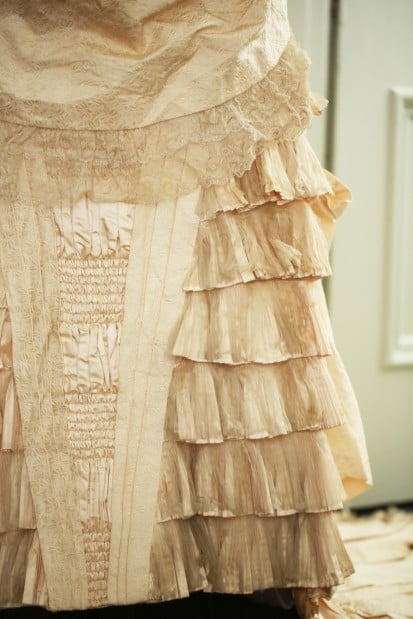 Wedding dress, detail, 1879-1882