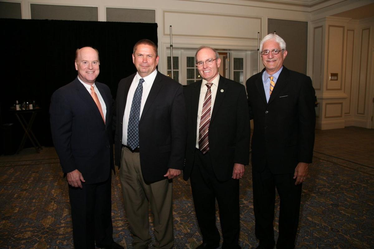 John Nations, Florissant Chief Tim Lowery, Florissant Mayor Tom Schneider, John Beck from Emis Radio