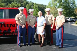 Capt Eric Andrew, MSgt Ian Duncan, Allen Allred, LtGen Mike Dana, LtCol Mike Fitts