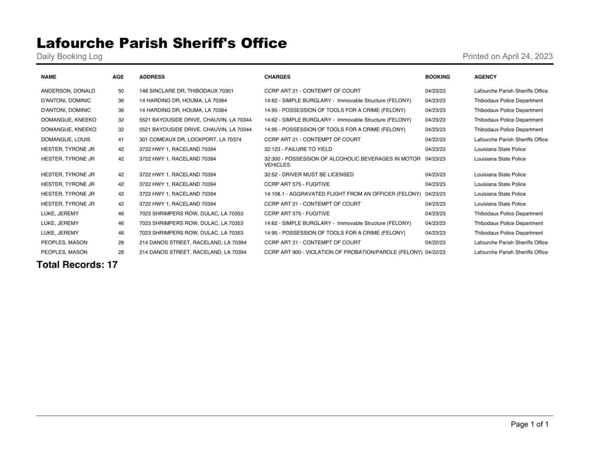 LPSO Arrest