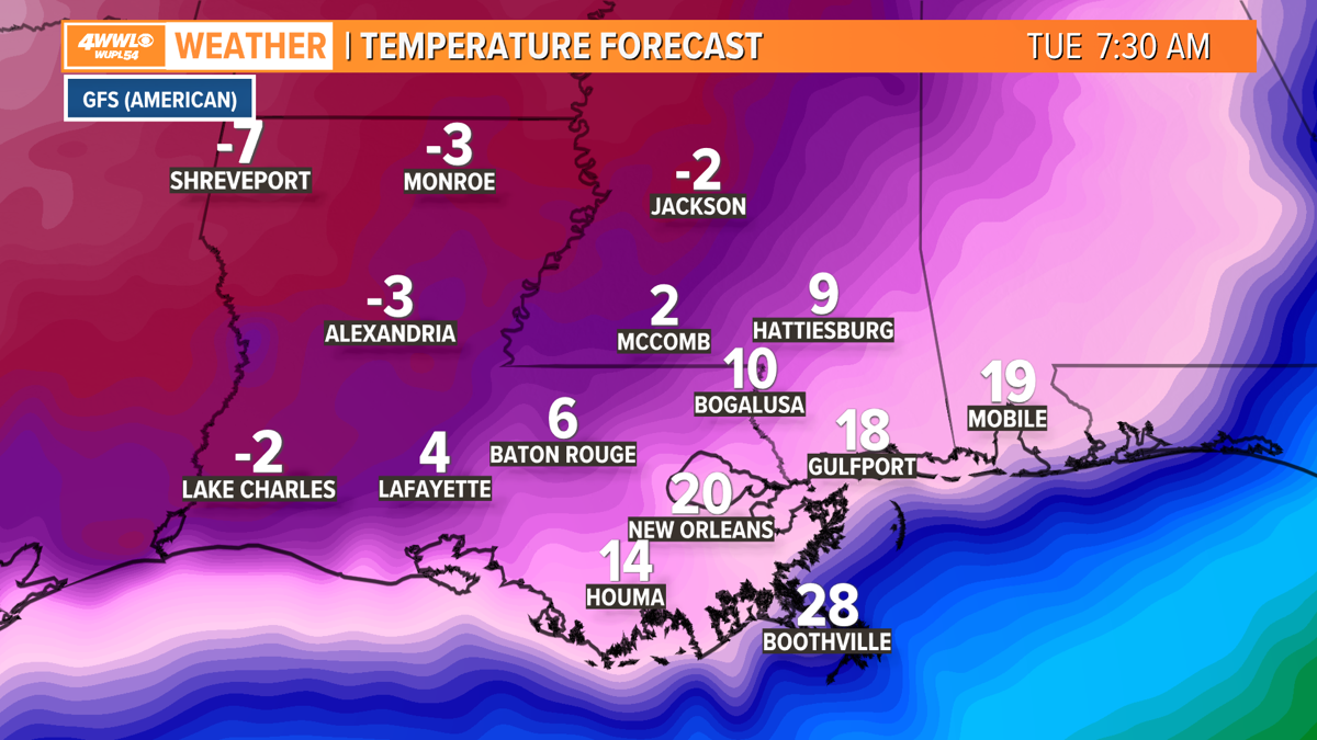 Model runs vary, but some say brutal cold coming to Louisiana with