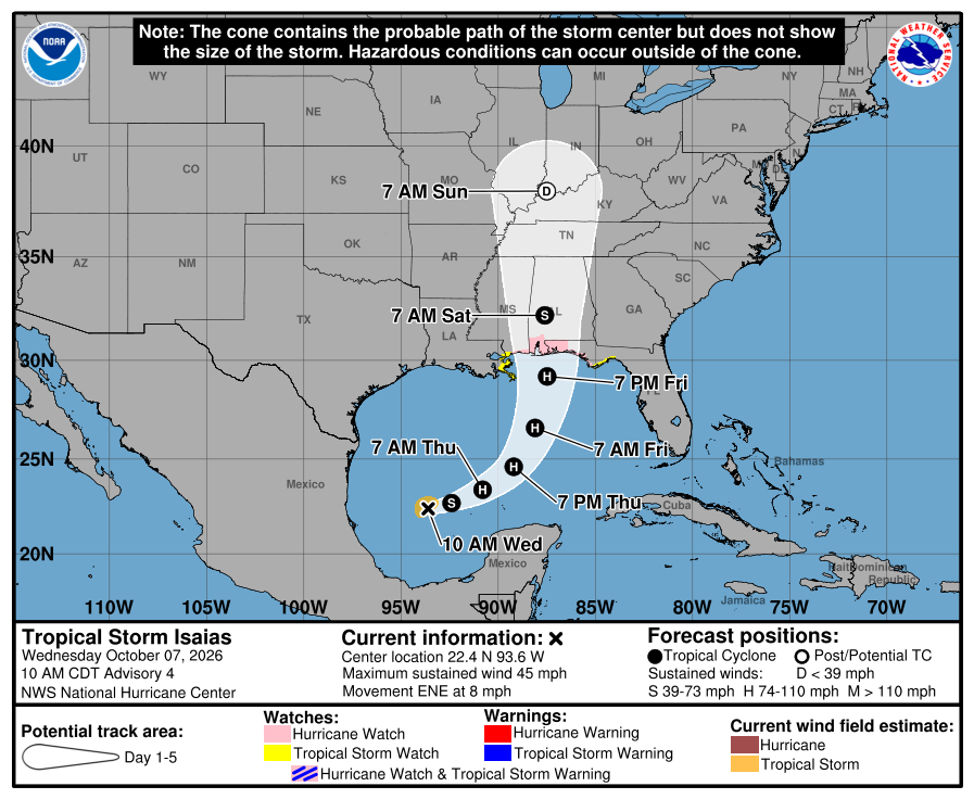 Tropical Storm Isaias forms in the Gulf: What impacts could South ...