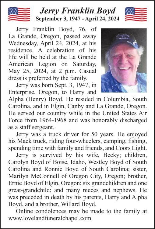 Obituary: Jerry Franklin Boyd, 1947-2024 | Obituaries ...