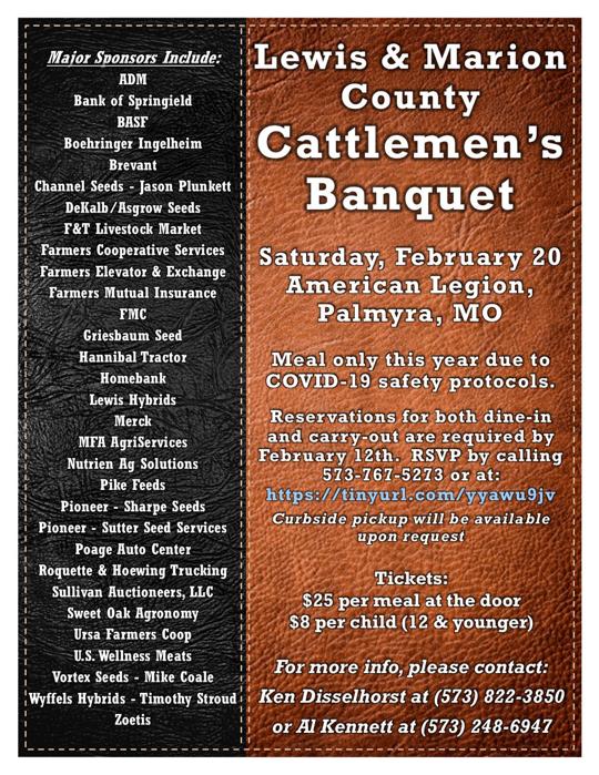 Lewis and Marion County Cattlemen to Host Cattlemen’s Banquet Local