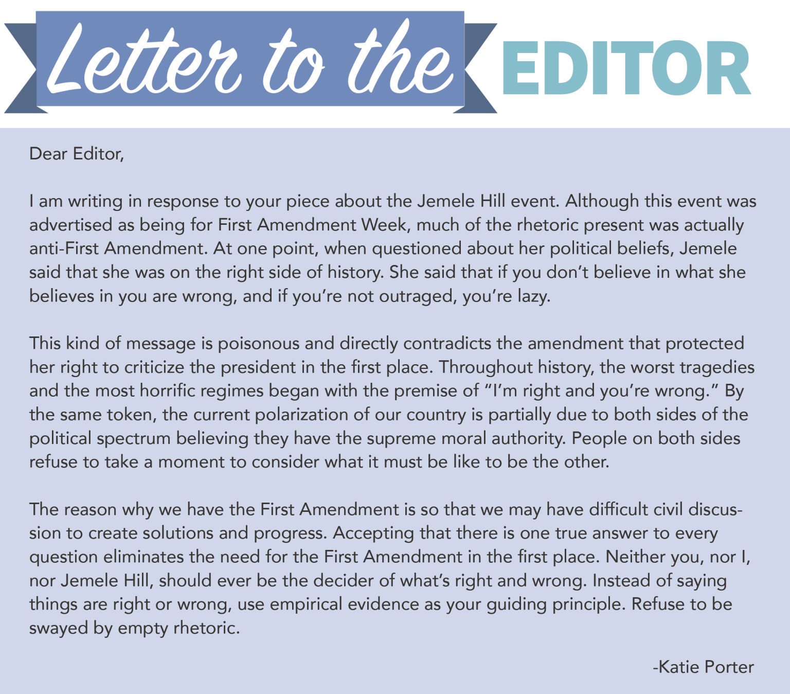 Letter To The Editor | Opinion | Laloyolan.com