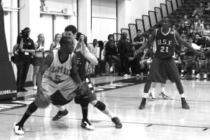 Evan Roquemore of the Santa Clara Broncos brings the ball up the