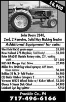 NH Hayliner and Equipment Listing
