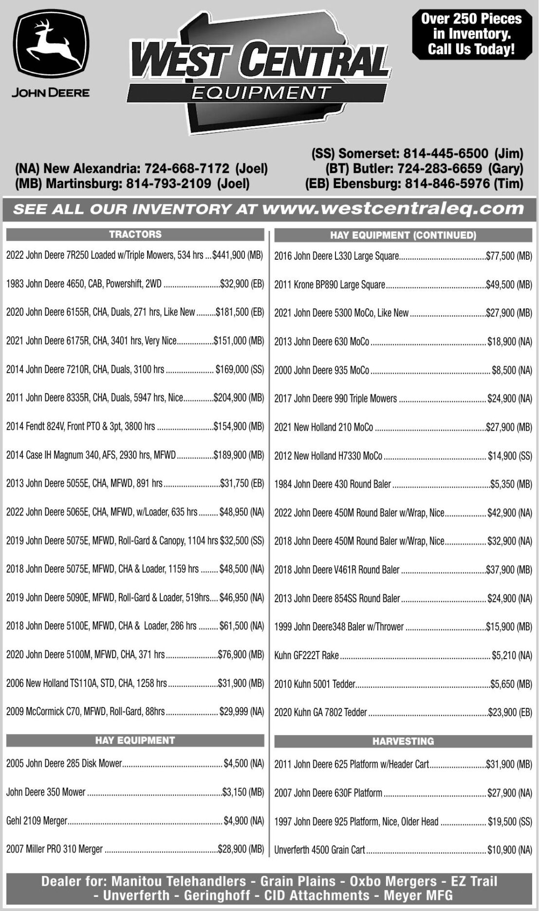 WEST CENTRAL EQUIPMENT Farm Equipment