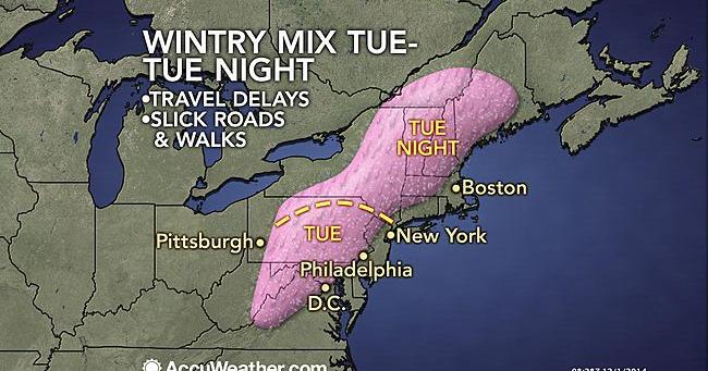 Wintry mix, slippery travel expected for Tuesday morning commute ...