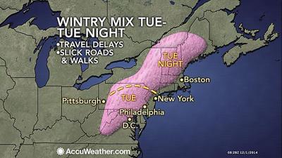 Wintry mix, slippery travel expected for Tuesday morning commute ...
