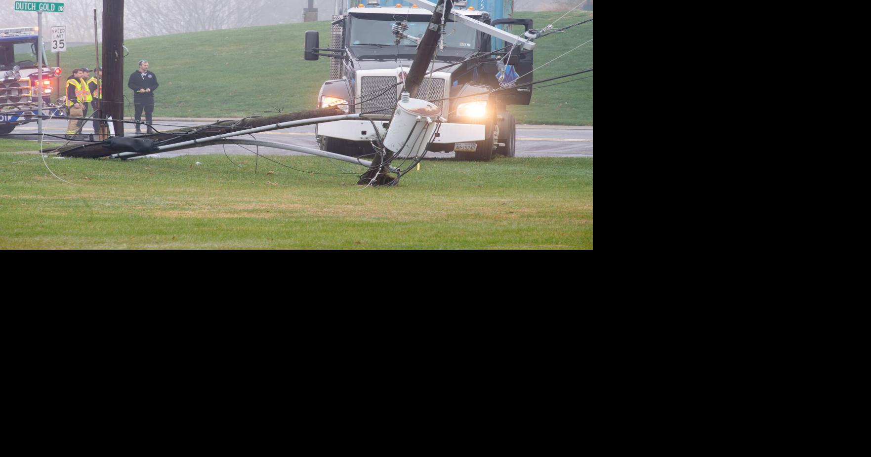 Tractor-trailer hits utility pole, causing power outage for customers ...