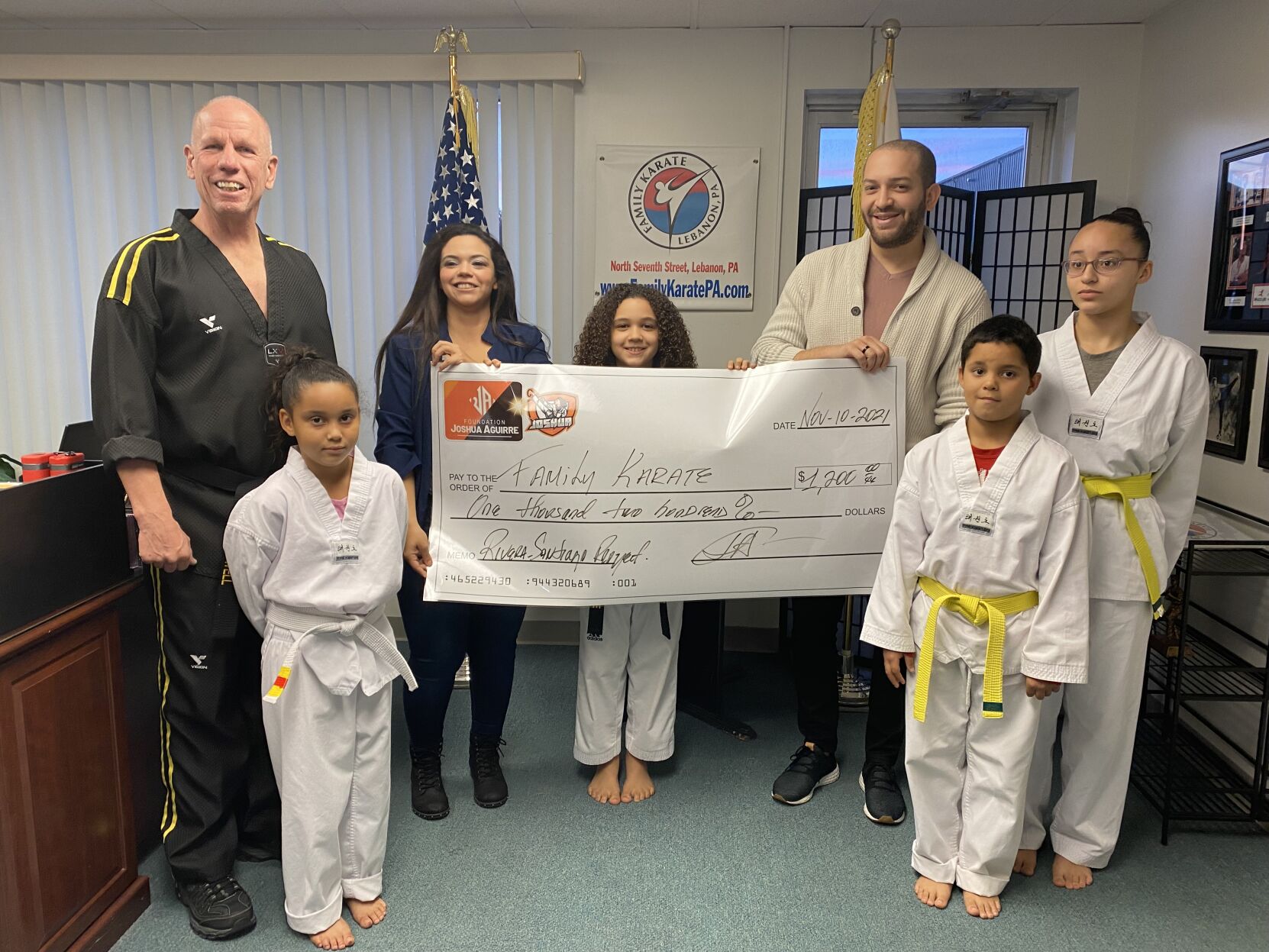 Joshua Aguirre Foundation debuts with $1,200 donation to Lebanon Family Karate students Community News lancasteronline