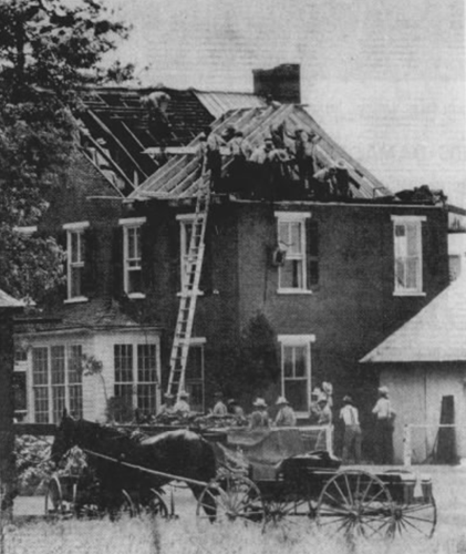 Home repairs after storm, June 1972