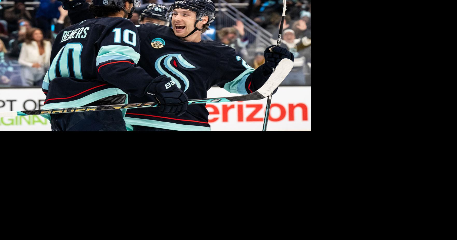 Mackie Samoskevich's late goal lifts Kraken over Mammoth 5-3