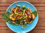 Peaches are now in season; here's a recipe to enjoy the fruit with a savory salad