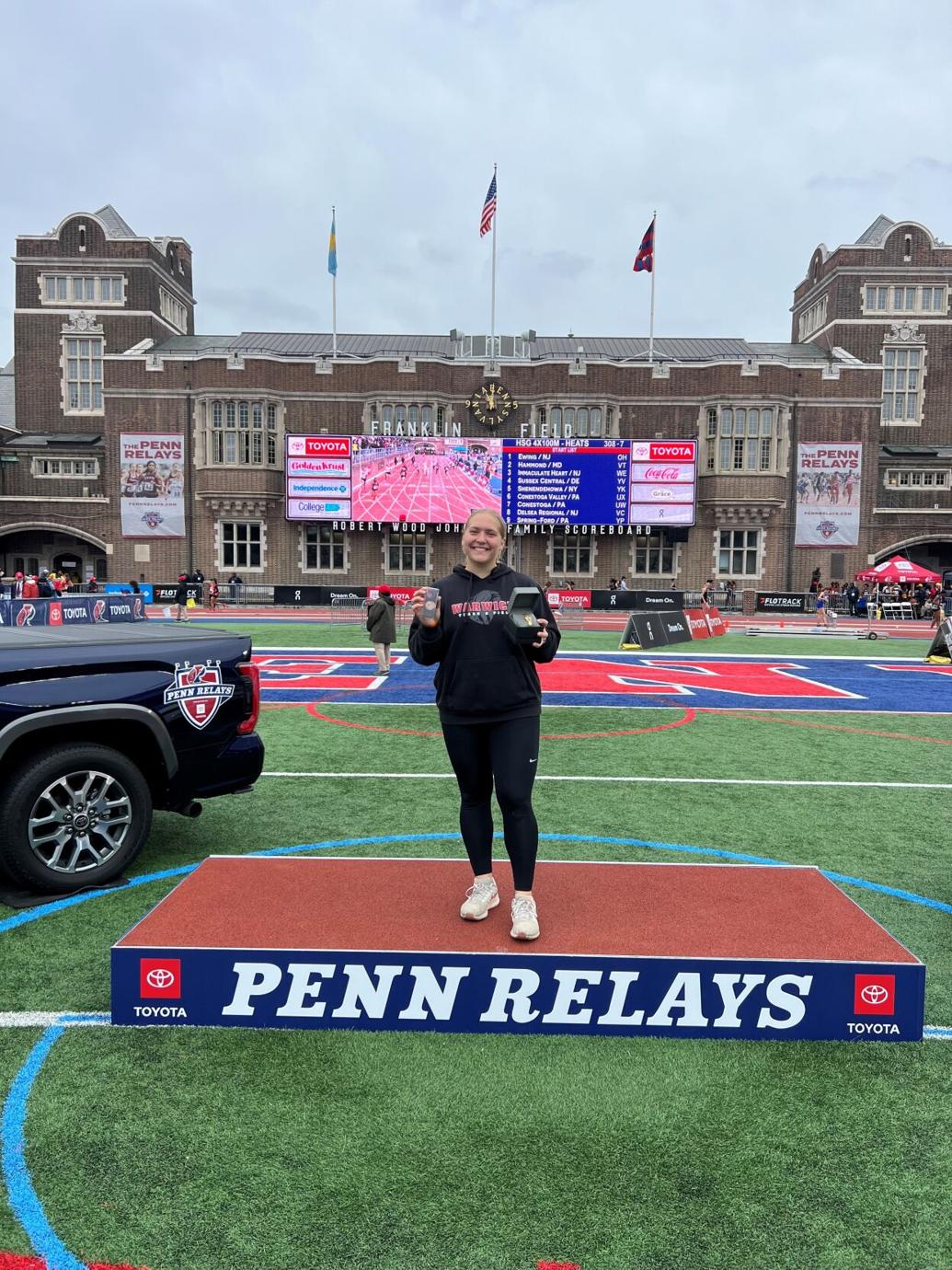 Warwick's Ella Lucas takes 4th in discus at Penn Relays High School