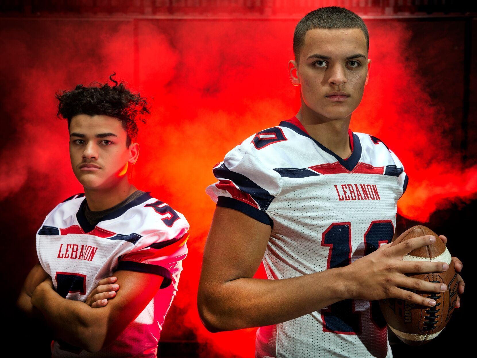 Alex Rufe and Isaiah Rodriguez, Lebanon's pass-and-catch duo, make