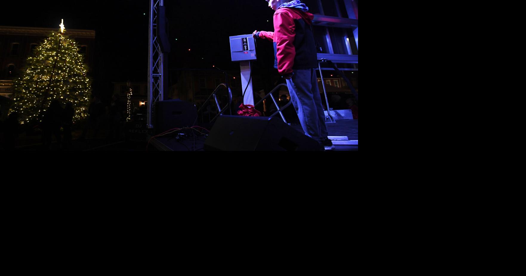 Annual Christmas tree lighting in historic square in Manheim Borough