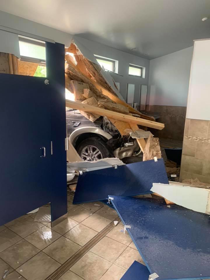 Vehicle crashes into bathhouse at campground near Elizabethtown Tuesday