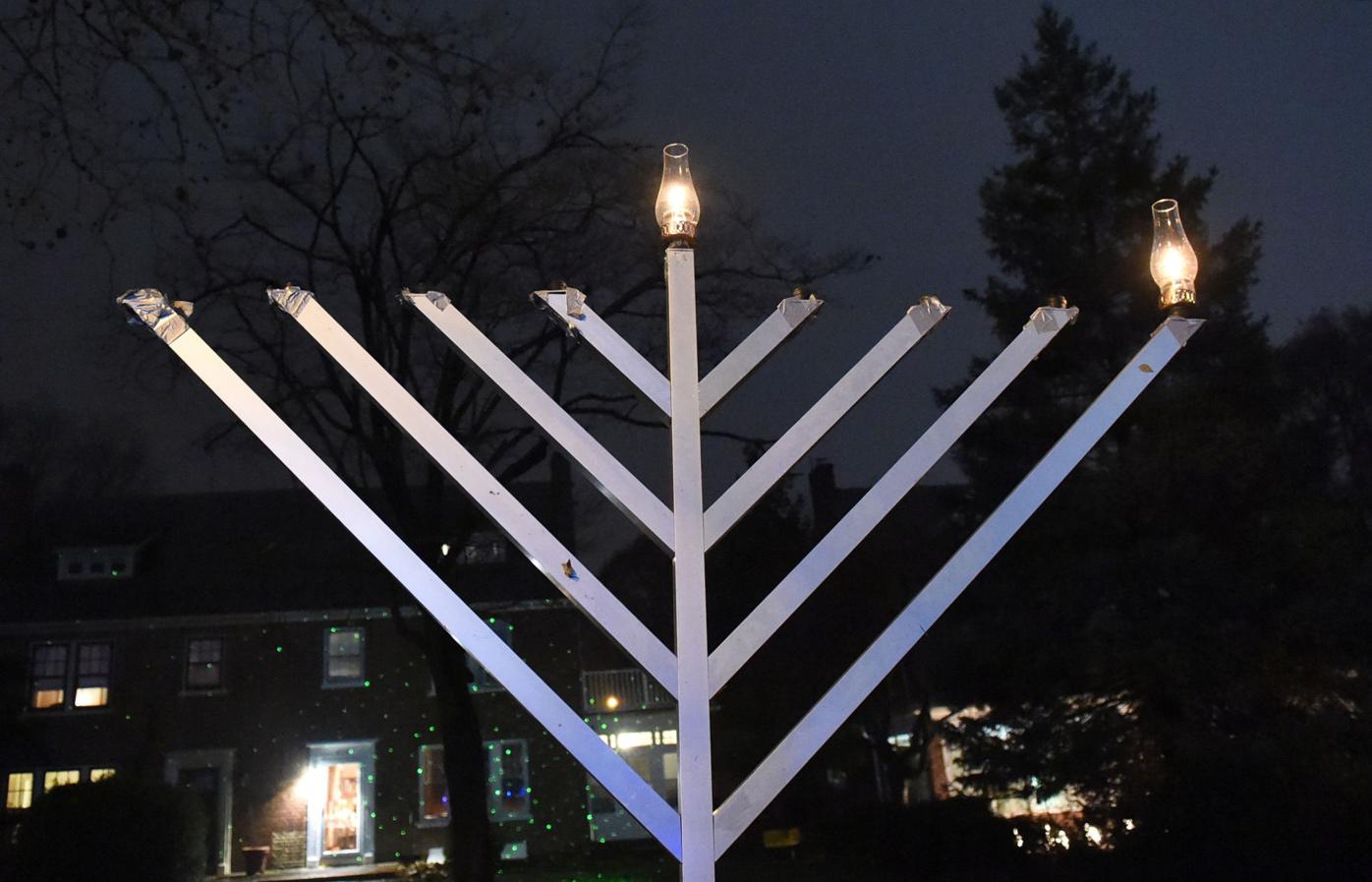 F&M students light 9foot menorah on first night of Hanukkah Local