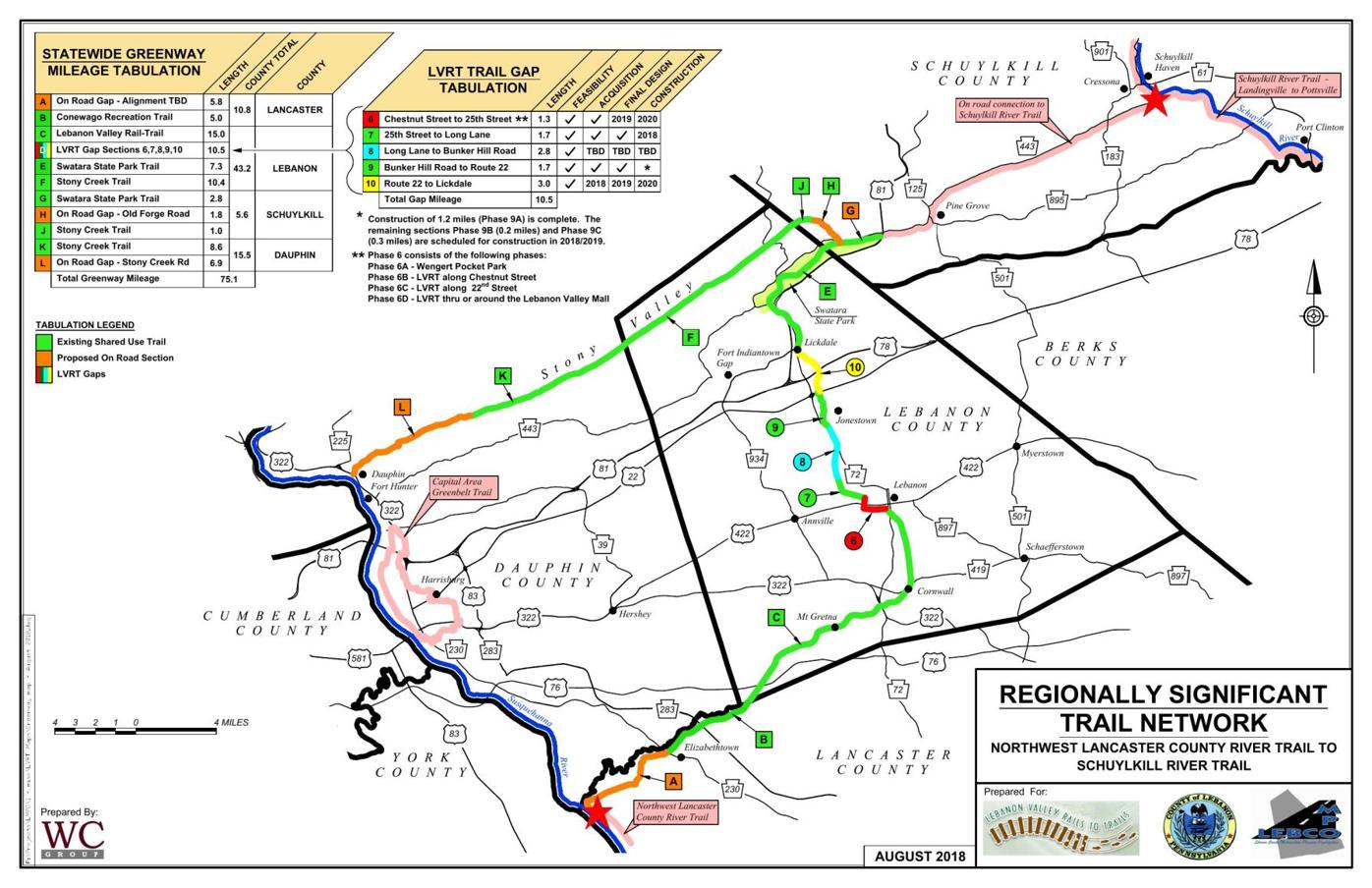 Lebanon Valley Rails to Trails map