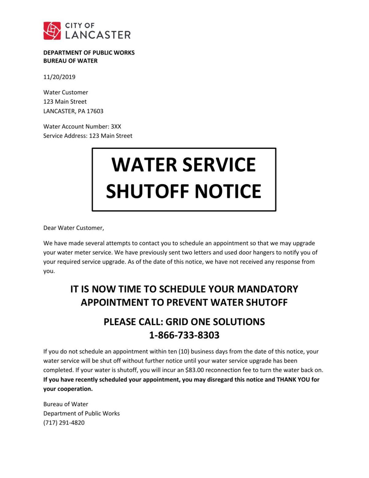 Water Service Shutoff Notice