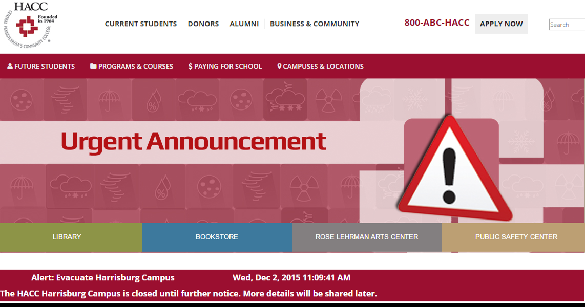HACC reopens after bomb threat; classes resume at 530 p.m. Local