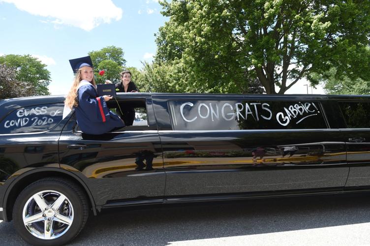 Students lined up in cars for Conestoga Valley High School's graduation