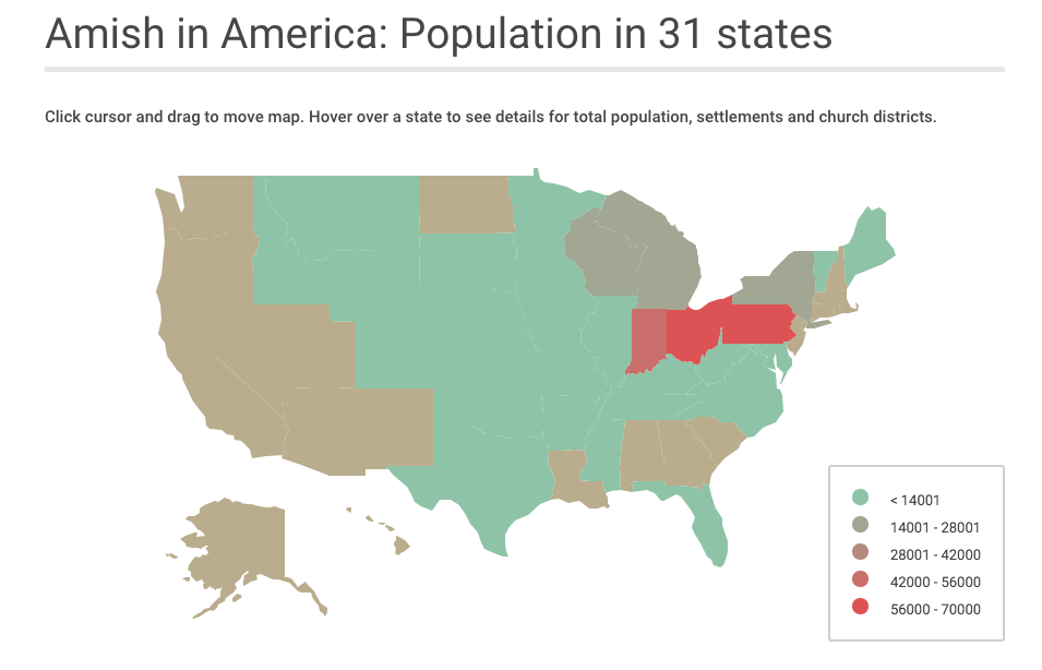 Amish In America Map Plain & Growing: Amish population doubles every 20 years, now 