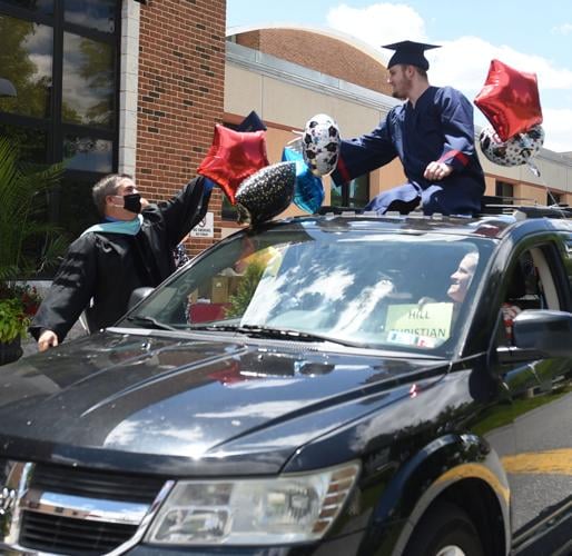 Students lined up in cars for Conestoga Valley High School's graduation