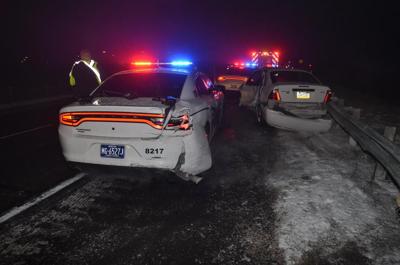 2 Ephrata police cars struck on Route 222 after driver slides on icy