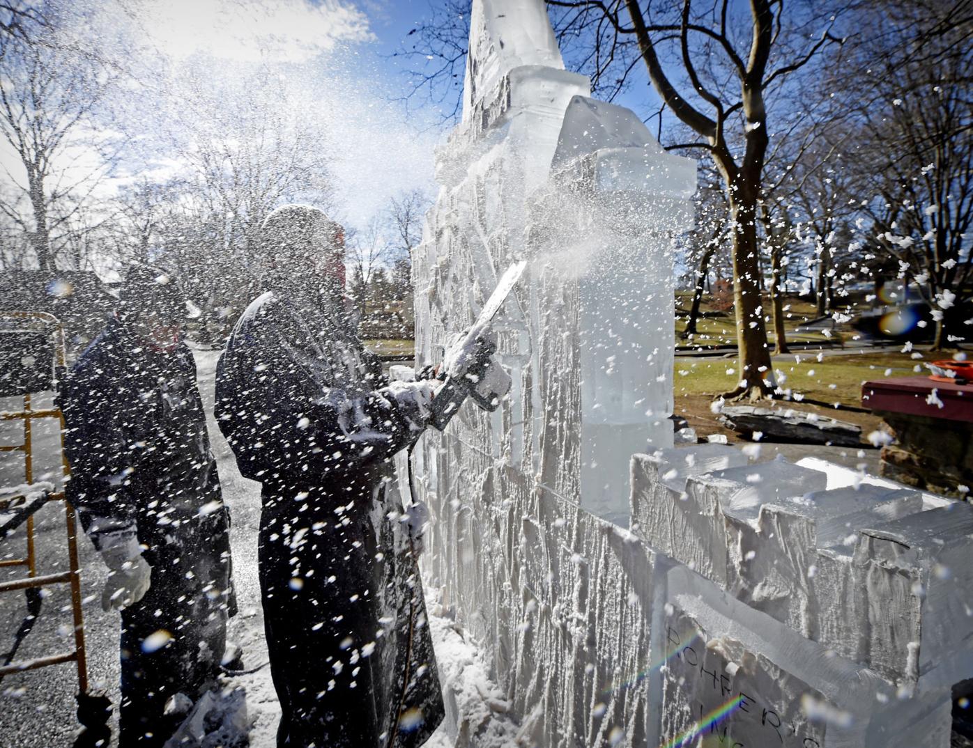 Crowds admire over 40 ice sculptures during first night of Lititz Fire
