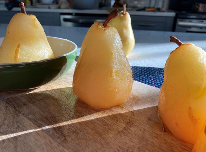 Poached pears pose