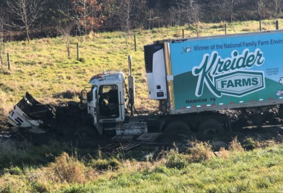 1 hospitalized after tractor trailer crashes into Penn Township meadow ...