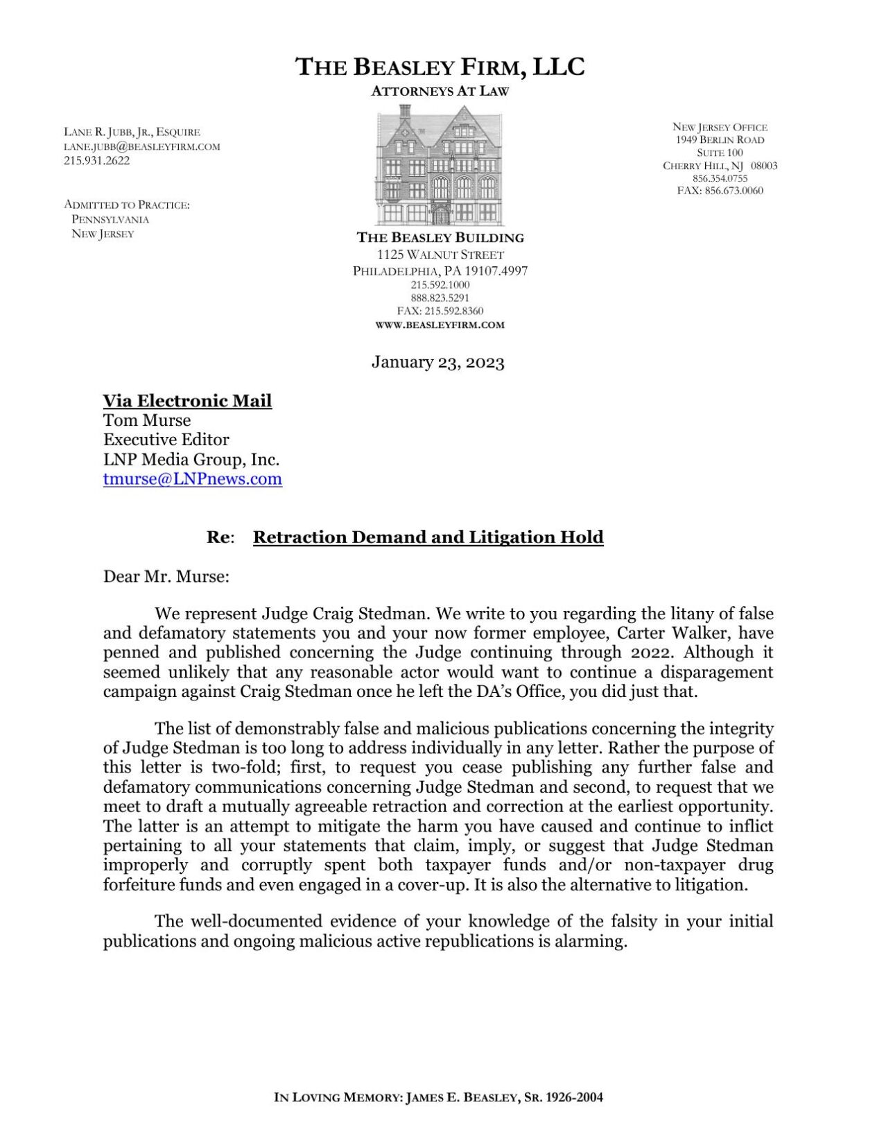 Stedman files notice in court he may sue LNP for defamation Local News