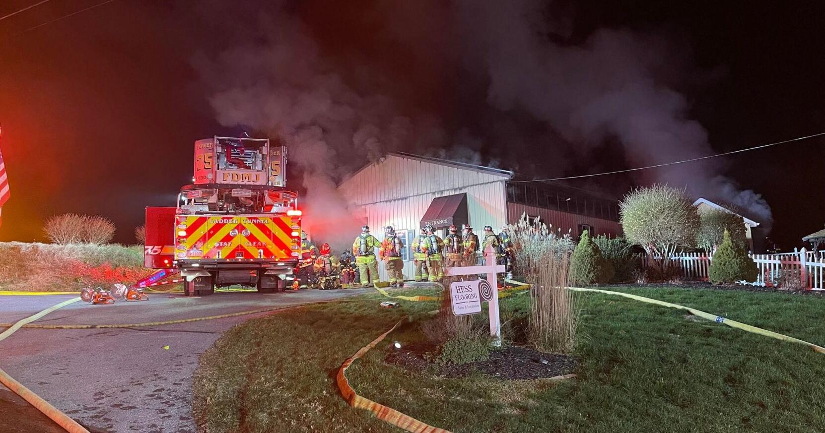 Crews respond to fire at Hess Flooring in Rapho Township Monday night [update]
