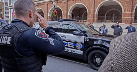 Lancaster Police honor K-9 Axel with procession Friday