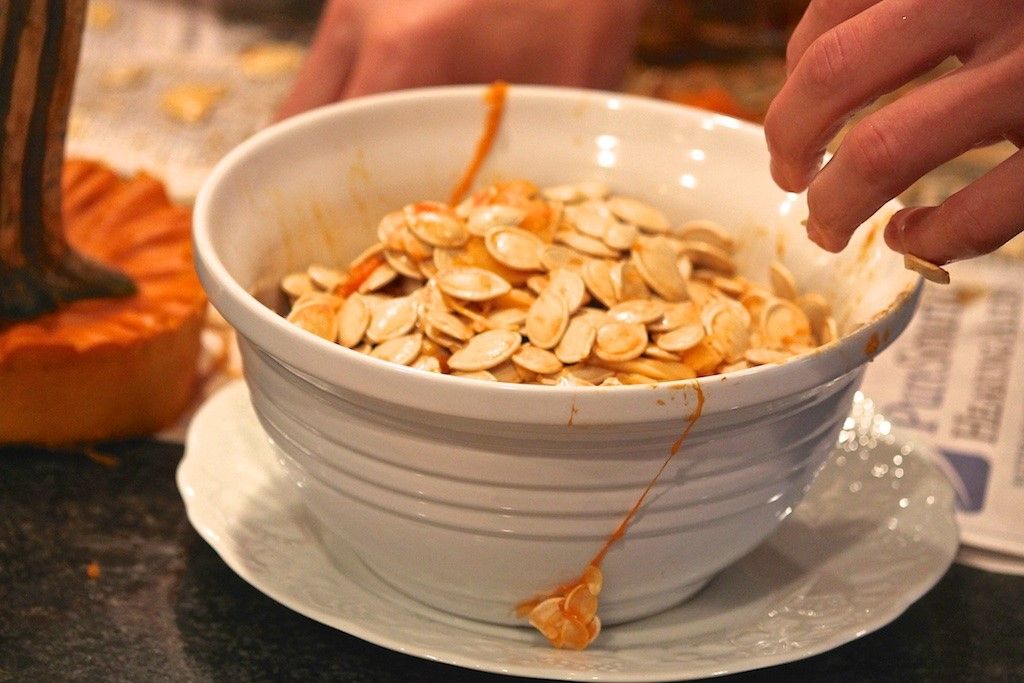 Fountain Avenue Kitchen Drying, low heat key to great roasted pumpkin seeds Food
