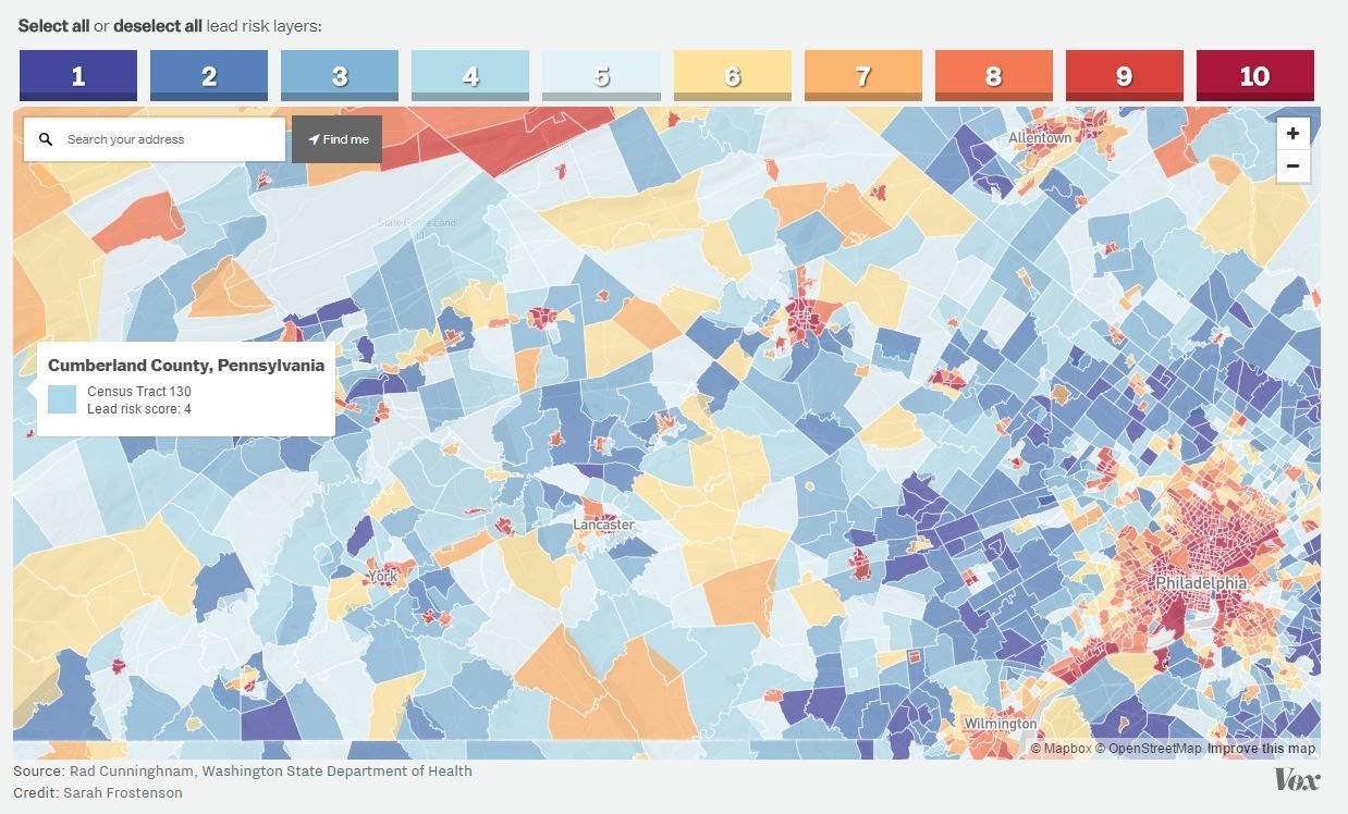 Map shows estimated risk of lead - 57053167eb6d1.image 