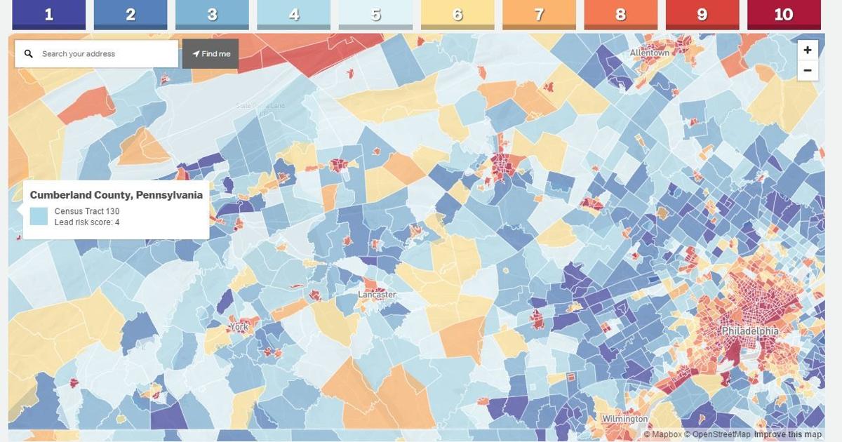 Map shows estimated risk of lead poisoning in every U.S. Census tract ...