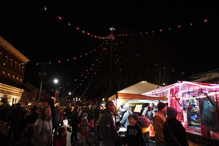 Annual Christmas tree lighting in historic square in Manheim Borough