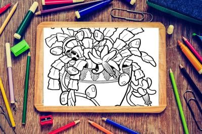 Get your coloring tools ready and bring this Christmas cactus to life