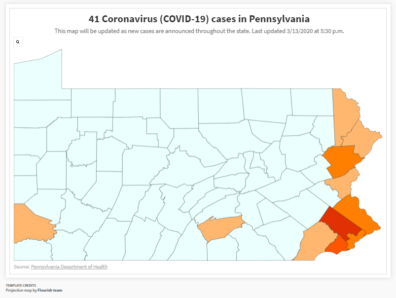 How many COVID19 cases are in Pa.? 41 Friday evening, firsts in
