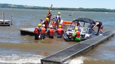 Water rescue at Lock 2 at Long Level boat launch