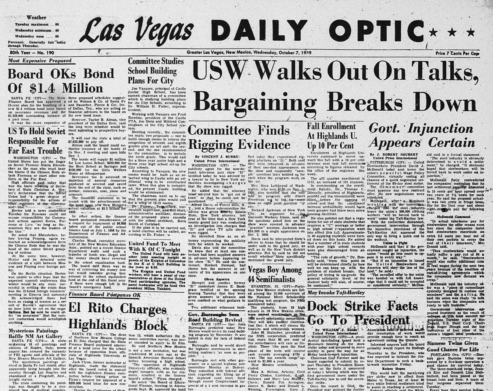 Old News Oct. 3-9: Stories from the past 147 years
