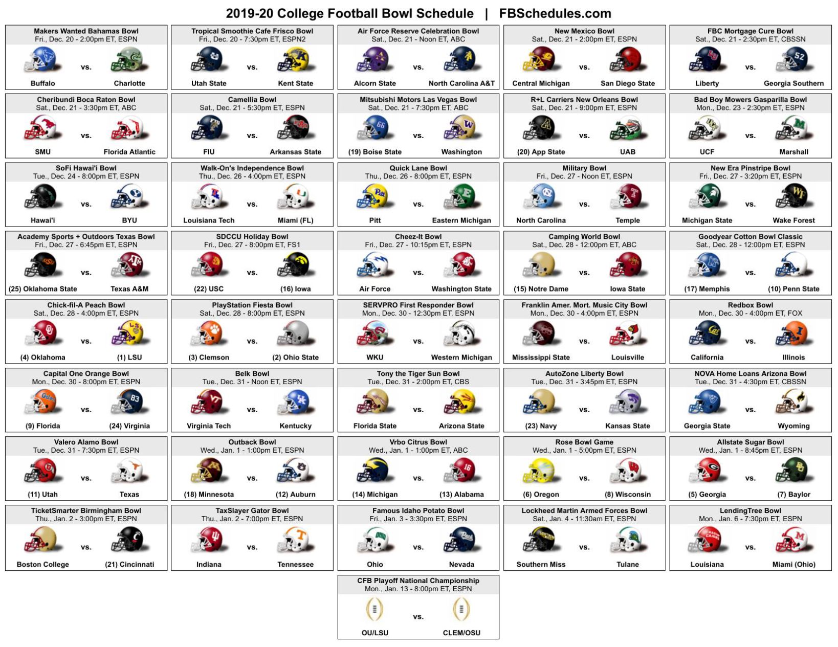 College Bowl Games 2023 24 Printable Schedule College Bowl Games 2023 24 Printable Schedule
