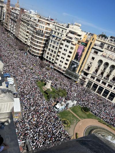 The crowd at the Fallas made it almost impossible to move, let alone walk. (Photo by Robert St. John)