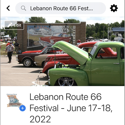 Route 66 Festival Facebook page screenshot