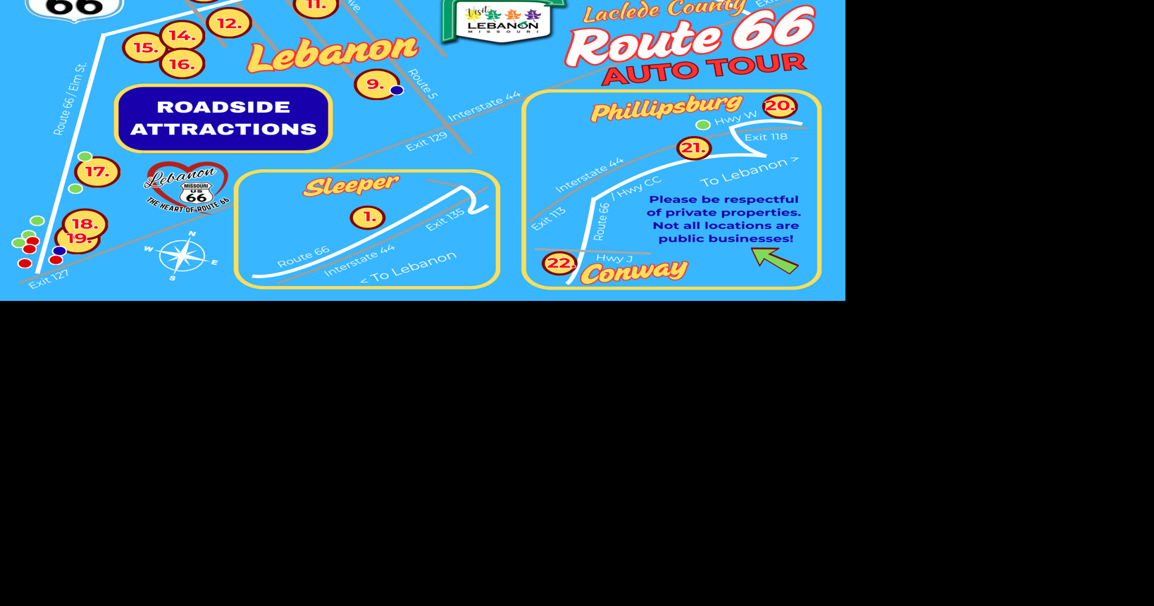 Route 66 Roadside Attractions Map | Attractions | lebanonroute66.com